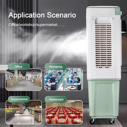  Refroidisseur D'air Par évaporation Avec Réservoir D'eau De 25 L, 4 Blocs Réfrigérants, Minuterie De 12 H, 3 Vitesses, Rafraîchit Jusqu'à 30 M² Pour Une Utilisation Intérieure Et Extérieure.