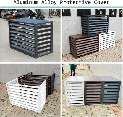 GENERIC Housse Décorative Pour Climatiseur Extérieur En Aluminium - Protection Contre Les Intempéries Pour Unités Climatisées Et Poubelles - Boîtier Autonome Pour Utilisation En Extérieur