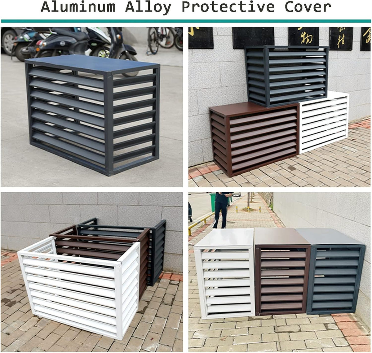  Housse De Protection Décorative Pour Climatiseur Extérieur, Clôture D'intimité En Aluminium Toutes Saisons, Pour Unités Centrales De Climatisation Et Poubelle, Solution De Couverture Extérieure