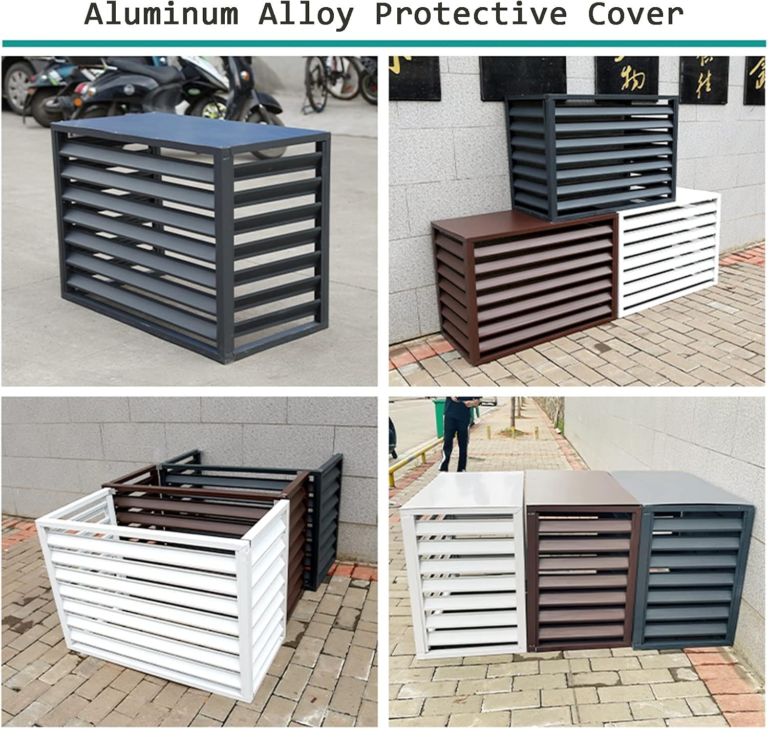  Housse De Protection Décorative Pour Climatiseur Extérieur, Clôture D'intimité En Aluminium Toutes Saisons, Pour Unités Centrales De Climatisation Et Poubelle, Solution De Couverture Extérieure