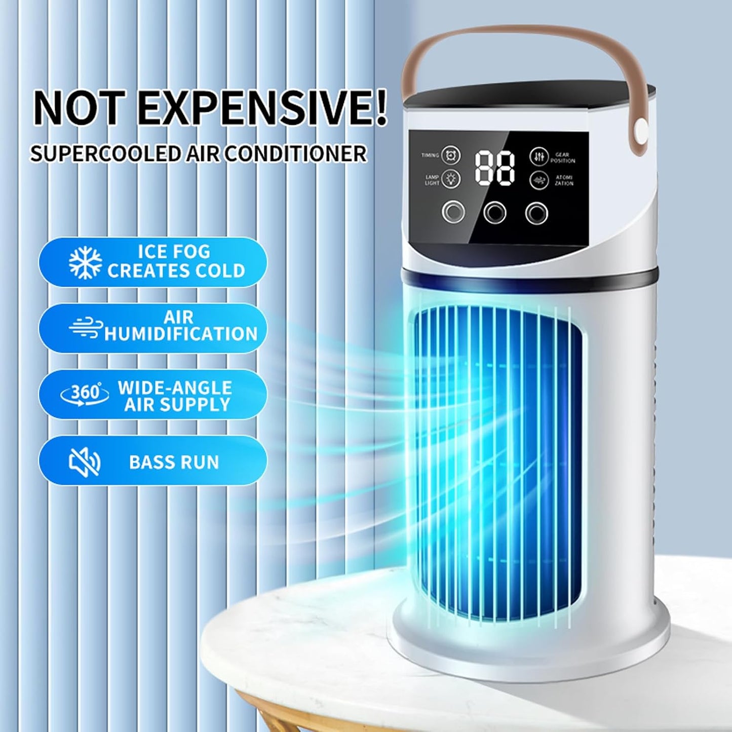 GENERIC Ventilateur Climatiseur Portable - 4 En 1 Avec Déshumidificateur, Ventilateur Et Mode Nuit - Silencieux, 24 Heures, Télécommande, Pack De Fenêtre - Classe énergétique A Pour Chambre à Coucher, Bureau