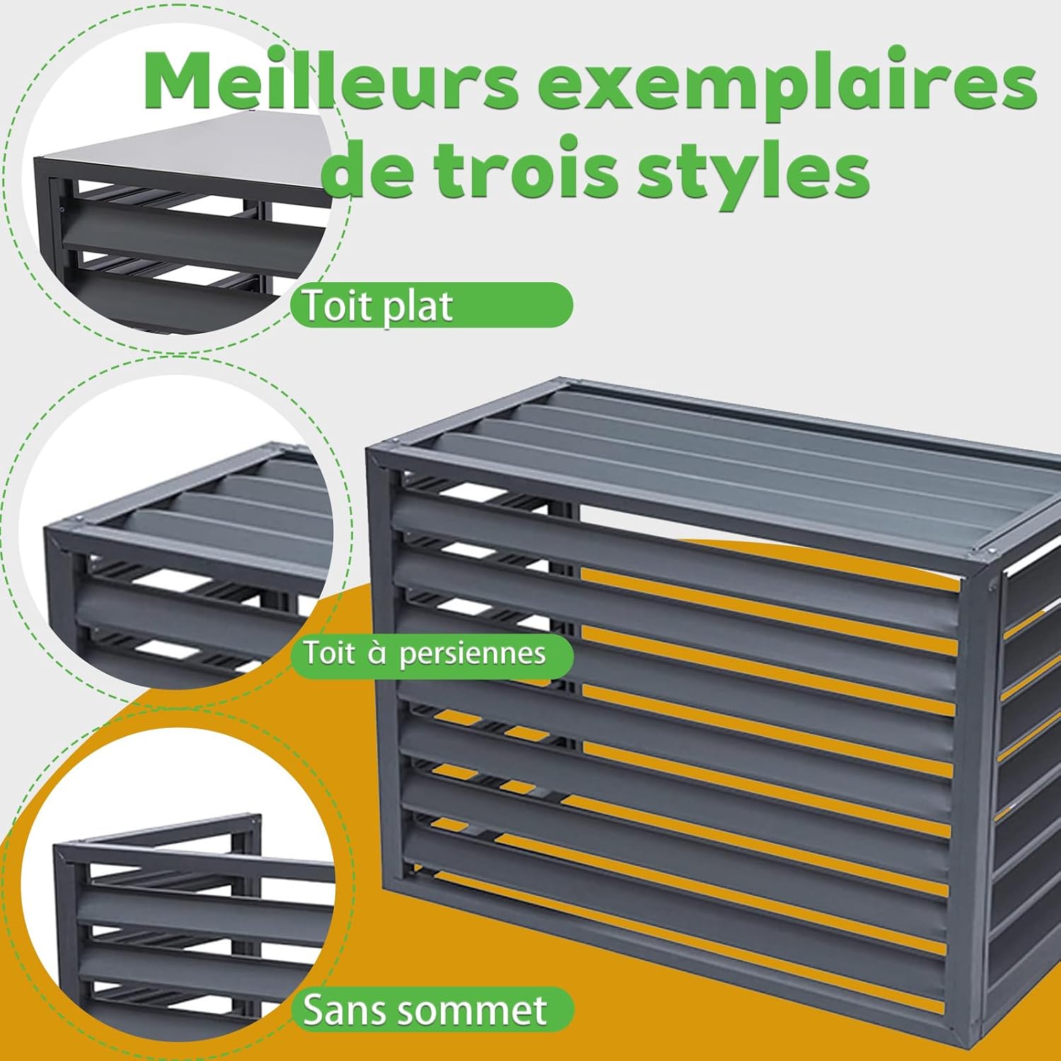  Cache Climatisation Cache Clim Caisson Anti Bruit Pompe à Chaleur Protection Moteur Climatisation Cache Climatiseur Exterieur Aluminium L100*W50*H70(1.5P)