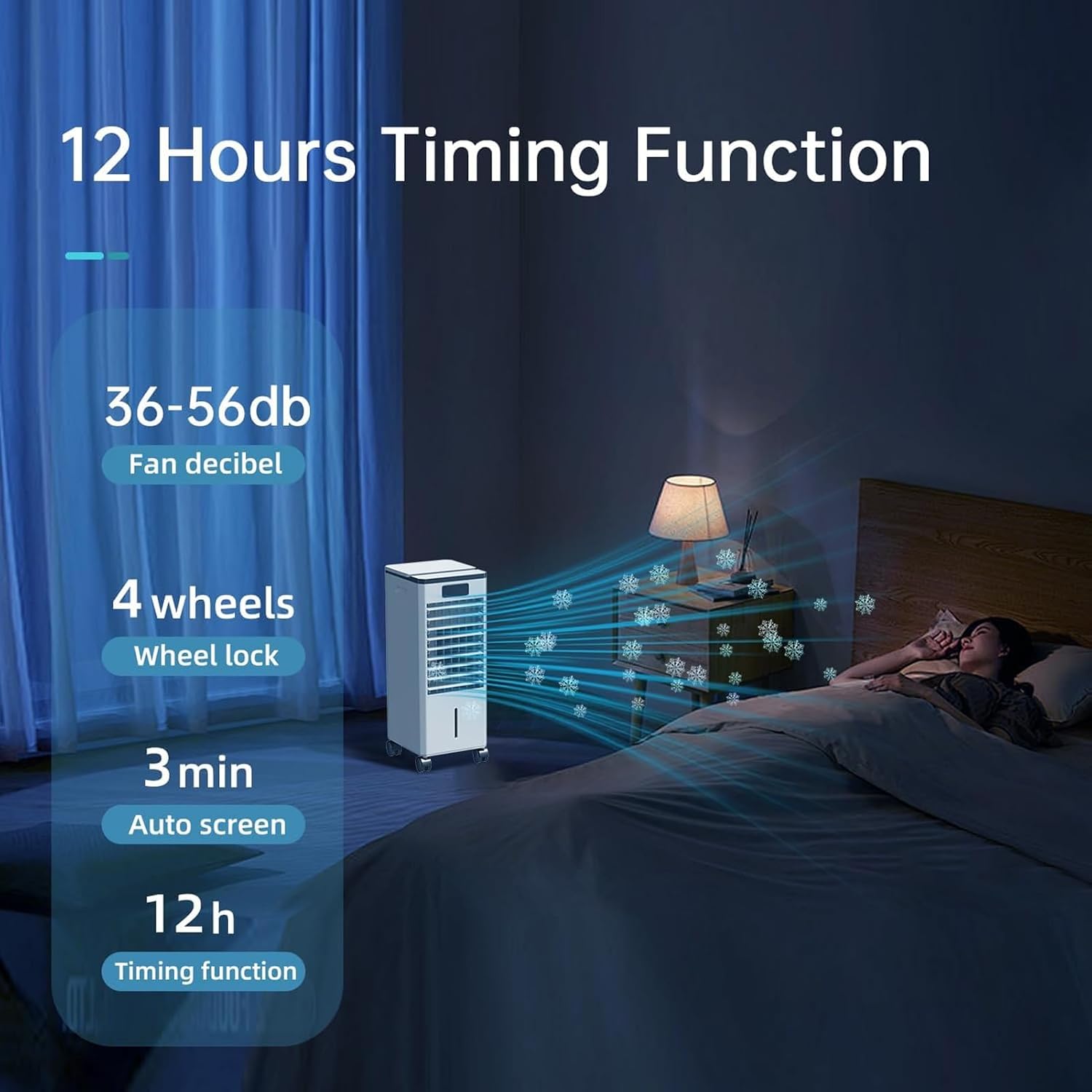  Climatiseur Mobile, 3 En 1 Rafraichisseur D'air Silencieux Sans Évacuation Avec 10L Large Réservoir D'eau, 3 Vitesses, 60°Oscillation, Climatiseur Portable