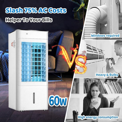 GENERIC Refroidisseur D'air évaporatif Avec Télécommande, Ventilateur De Refroidissement De Marais Portable, 12H Minuterie, 3 Vitesses, Mode De Sommeil Silencieux, Réservoir D'eau Double Pour Bureau De Chambr