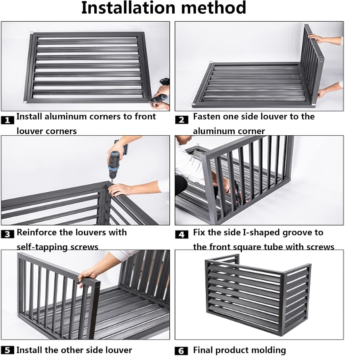 GENERIC Housse Robuste En Aluminium Pour Climatiseur Et Clôture D'intimité Pour Unités Extérieures – Design à Persiennes (3 Côtés) – Parfait Pour Balcon Et Jardin (taille : 100 X 70 X 50 Cm)