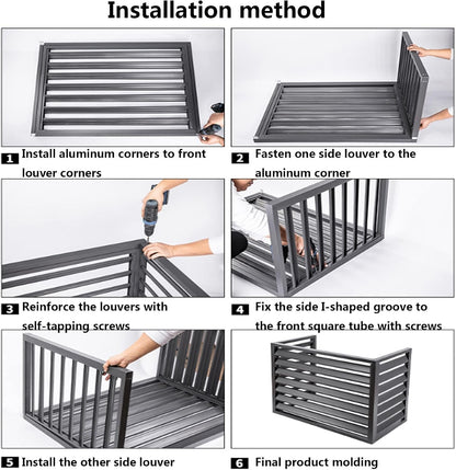 GENERIC Housse Robuste En Aluminium Pour Climatiseur Et Clôture D'intimité Pour Unités Extérieures – Design à Persiennes (3 Côtés) – Parfait Pour Balcon Et Jardin (taille : 100 X 70 X 50 Cm)