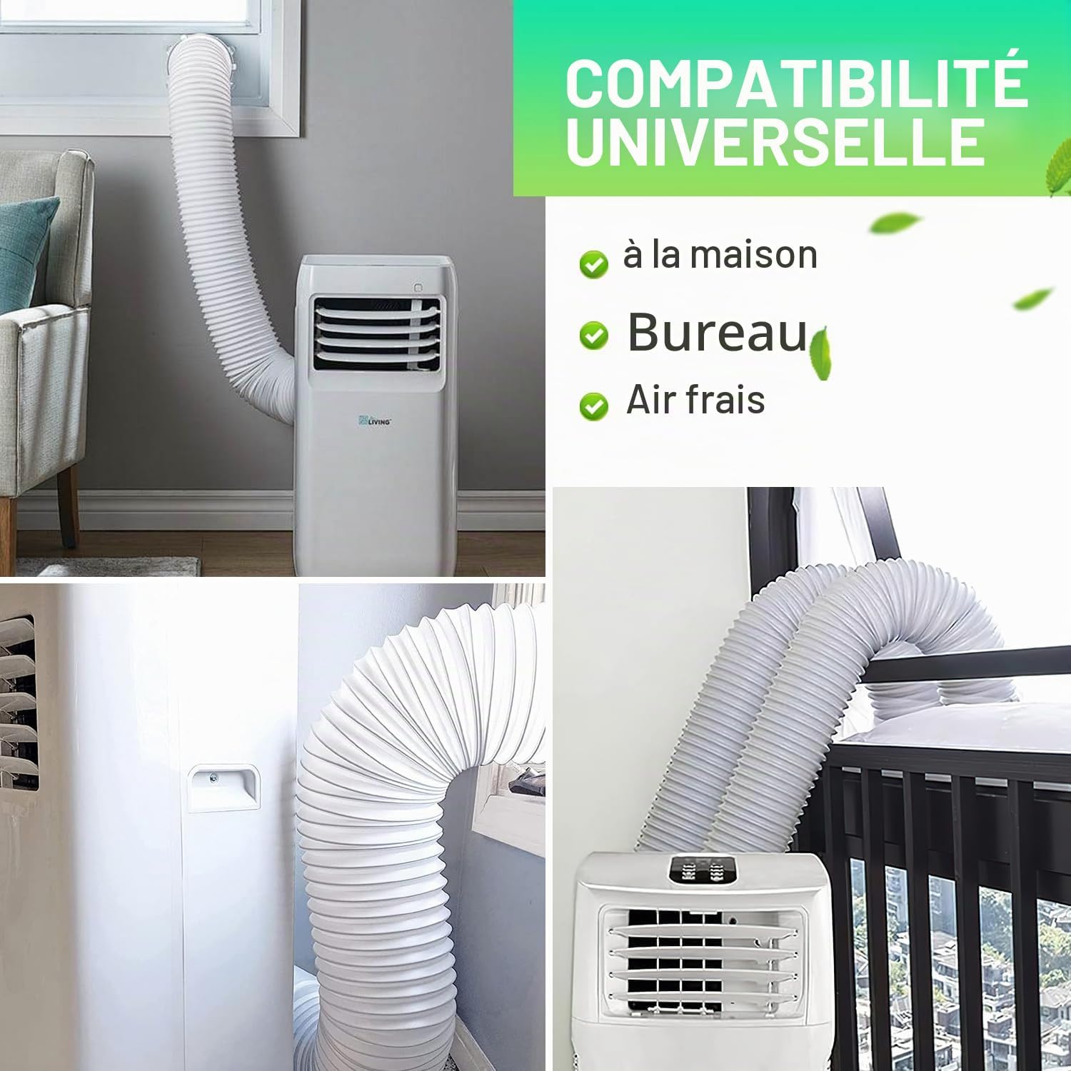  Tuyau De Climatisation Portable 2m Ø150mm Tuyau Climatiseur Mobile Pour Salle De Bain Cuisine Climatisation Sèche-linge Déshumidificateurs