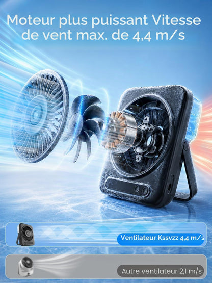  Kssvzz Ventilateur Brumisateur De Table - 6000mAh Ventilateurs Bureau Portable Avec 5 Vitesses, Ecran LED & Réglable à 120°, Petit Table Fan USB Rechargeable Pour Chambre Bureau Extérieur (Noir)