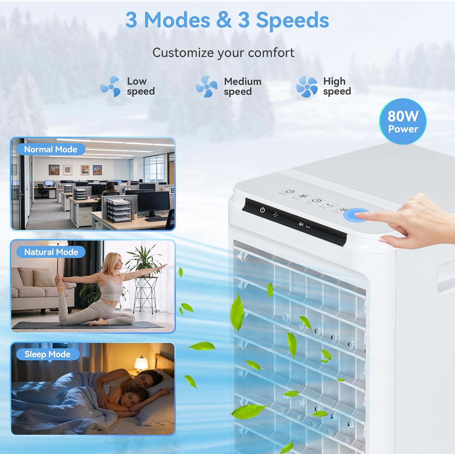 GENERIC Refroidisseur D'air Par évaporation, Refroidisseur Portable De 7 L Avec 3 Vitesses De Ventilateur, 4 Blocs De Glace, Télécommande Et Minuterie De 7,5 H, Affichage LED, Humidification Et Oscillation