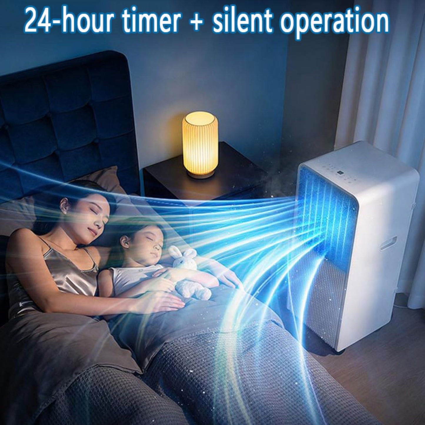 GENERIC Climatiseur Portable Silencieux Refroidit Jusqu'à 300 M², Unité AC Avec Télécommande Et Minuterie, Mode Veille, Kit De Fenêtre Pour Chambre à Coucher, Pas De Mur Nécessaire