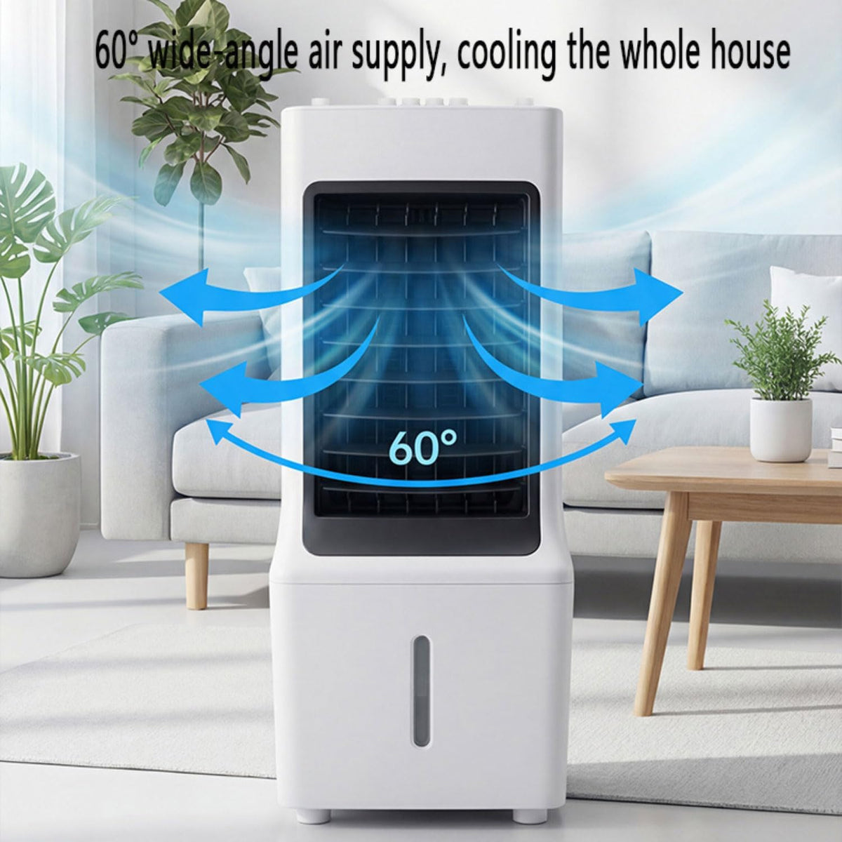 GENERIC Réservoir D'air évaporatif Portable 12L, Refroidisseur D'air Silencieux Avec Fonction Pivotante à 60 °, Humidificateur Et Ventilateur Pour Chambre Et Bureau, économe En énergie