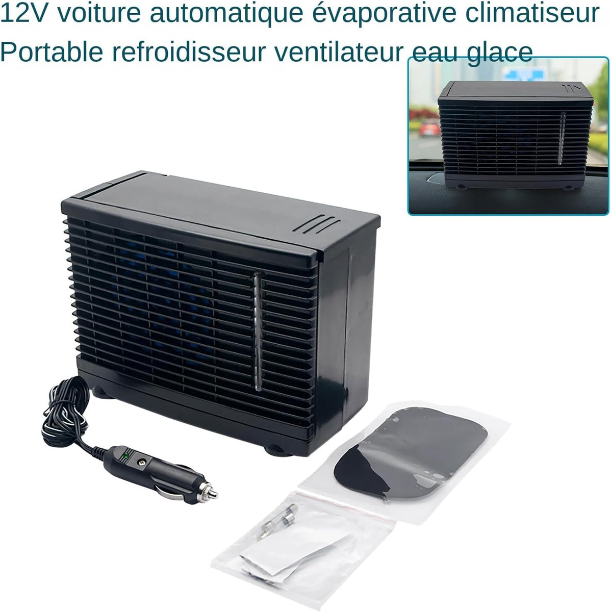  Ventilateur AC Portable Pour Véhicule - Ventilateur Climatiseur Pour Véhicule | Rafraîchisseur D'Air Évaporatif 12V Pour Camion Camping-Car Voyage Sous-Sol Chambre Garage