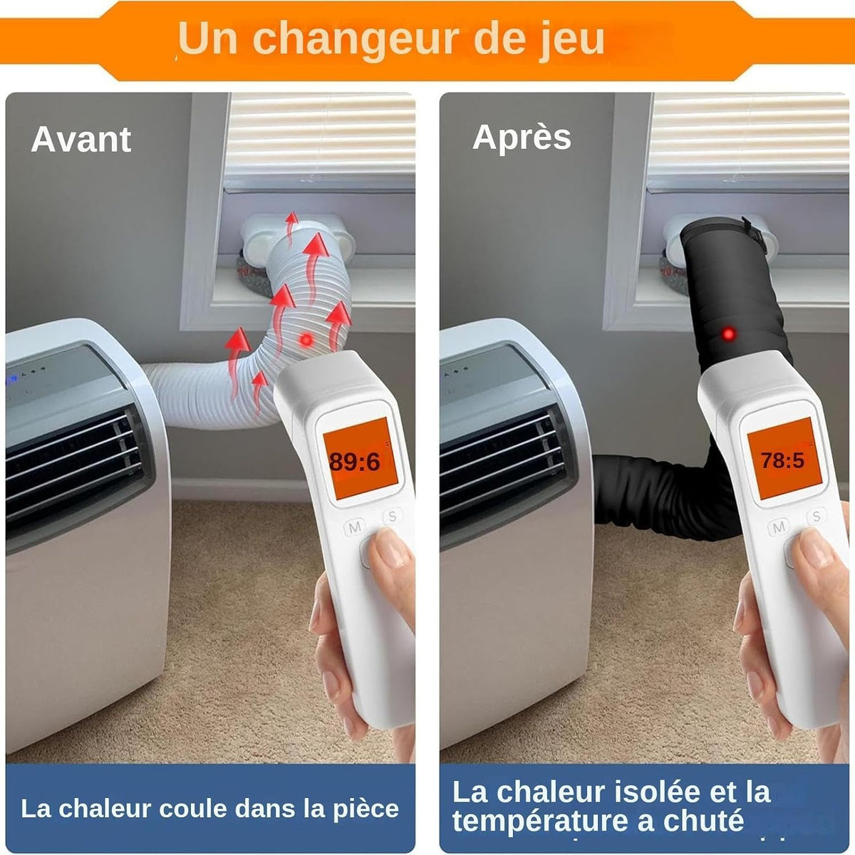  150 CM Manchon Isolant Tuyau Thermique Pour Climatisation Mobile | Manchon Isolant Pour Tuyau De Climatisation Mobile, Gaine Isolante Pour Conduit De Climatisation, 3 Sangles, Pour 12,7/15 CM