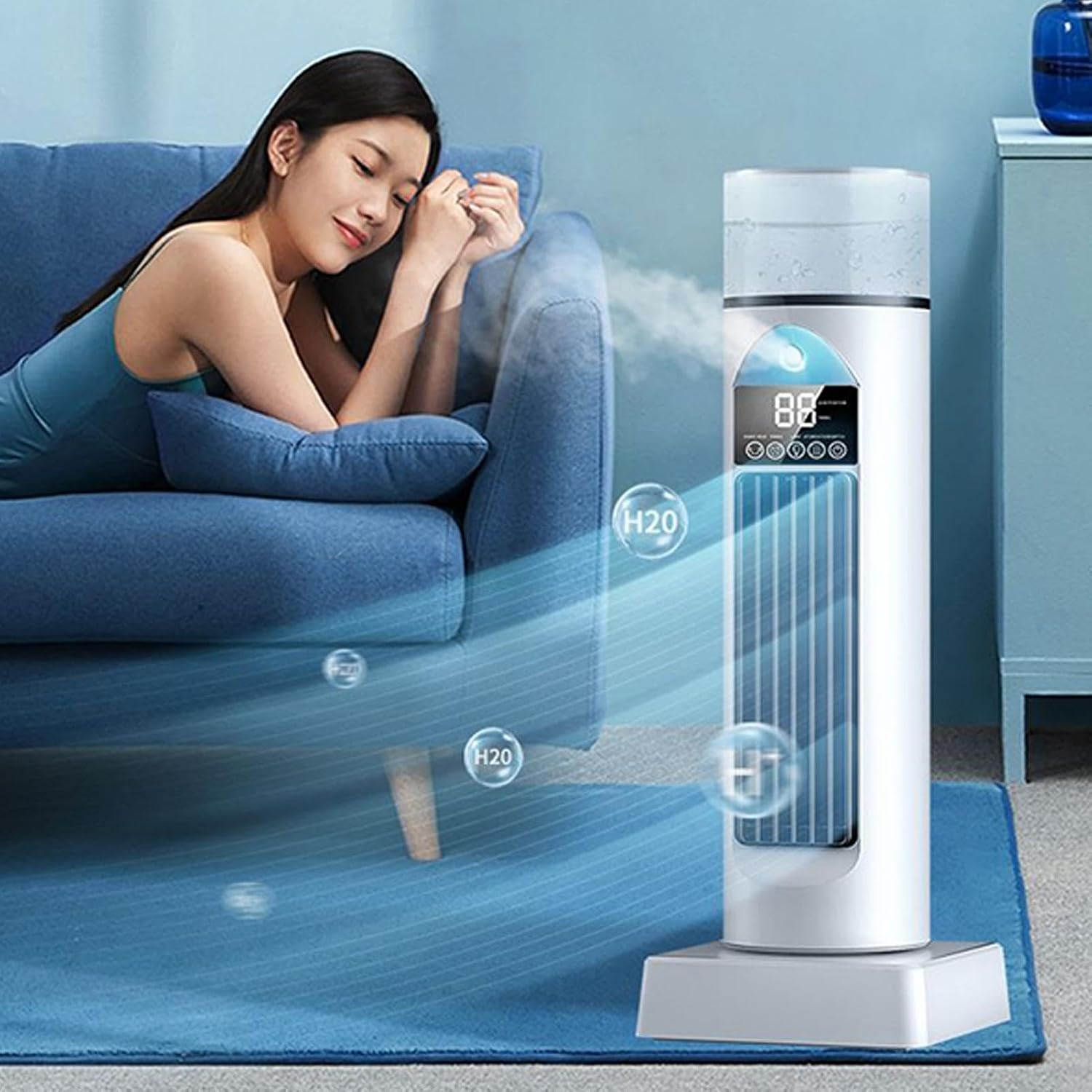 Climatiseurs Mobiles, Ventilateur Tour 3 En 1 – Humidificateur – Refroidisseurs Par évaporation, Refroidisseur D'air Par évaporation De 230 Ml Pour Chambre à Coucher Avec Vitesses Réglables