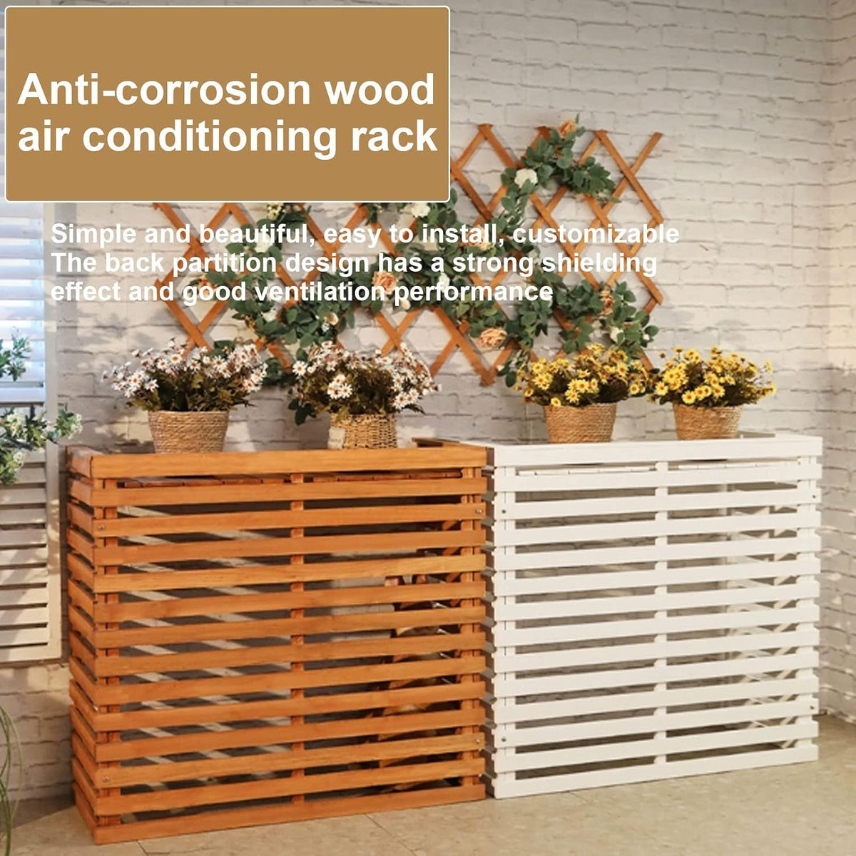 GENERIC Housse De Protection Extérieure En Bois Pour Climatiseur Et Pompe à Chaleur, Design élégant Pour Dissimuler Les Unités Et Résistant Aux Intempéries, Parfaite Pour Les Jardins Et Les Terrasses.