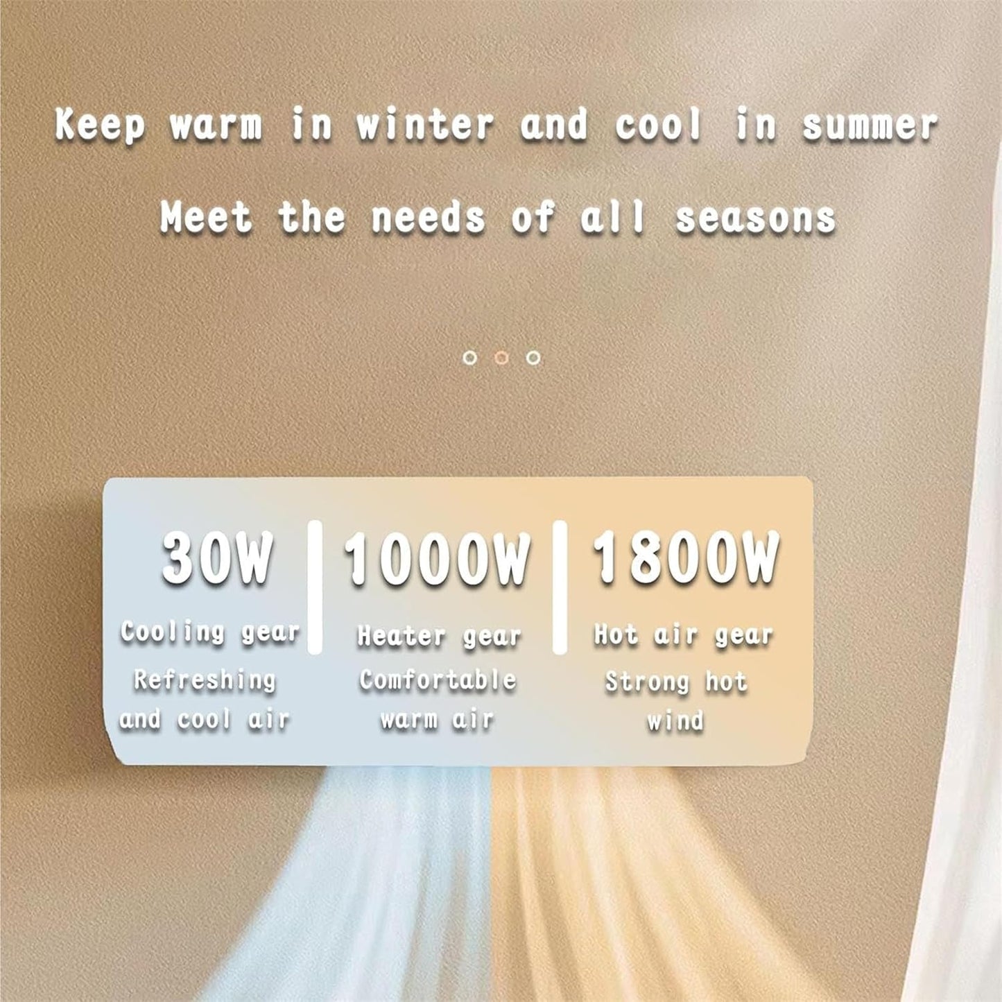  Mur De Climatiseur Avec Télécommande, Compact Et Silencieux, Chauffage Plus 40 Degrés, écran Tactile, Minuterie 8h, Idéal Pour La Chambre à Coucher, Bureau, Couloir, économie D'énergie, Conception Mod