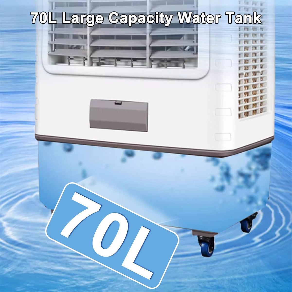  Refroidisseur D'air Par Évaporation, Réservoir D'eau De 70L Et 3 Vitesses De Ventilateur, Oscillation à 120 °, Refroidisseur Par Évaporation Avec Roue, Refroidisseur D'air De Marais Industriel Pour Ex