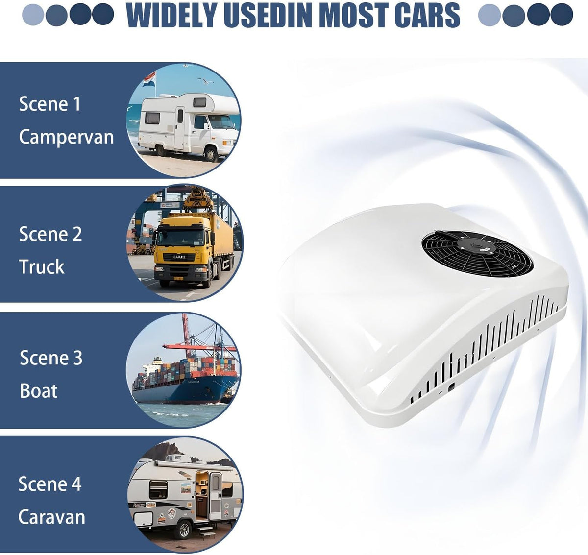  Climatiseur 2200W 12V 24V DC, Unité De Climatisation Ultra Silencieux RV Avec Télécommande, Faible Consommation D'énergie Pour Camion De Camion De Camion, Conception Durable Pour La Vie Mobile