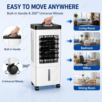  Ventilateur Climatiseur Portable 15L, Rafraîchisseur D'air Par évaporation Sans Fenêtre, 3 Vitesses Et Minuterie 7,5 H Pour Appartement, Chambre Ou Bureau RemoteControl