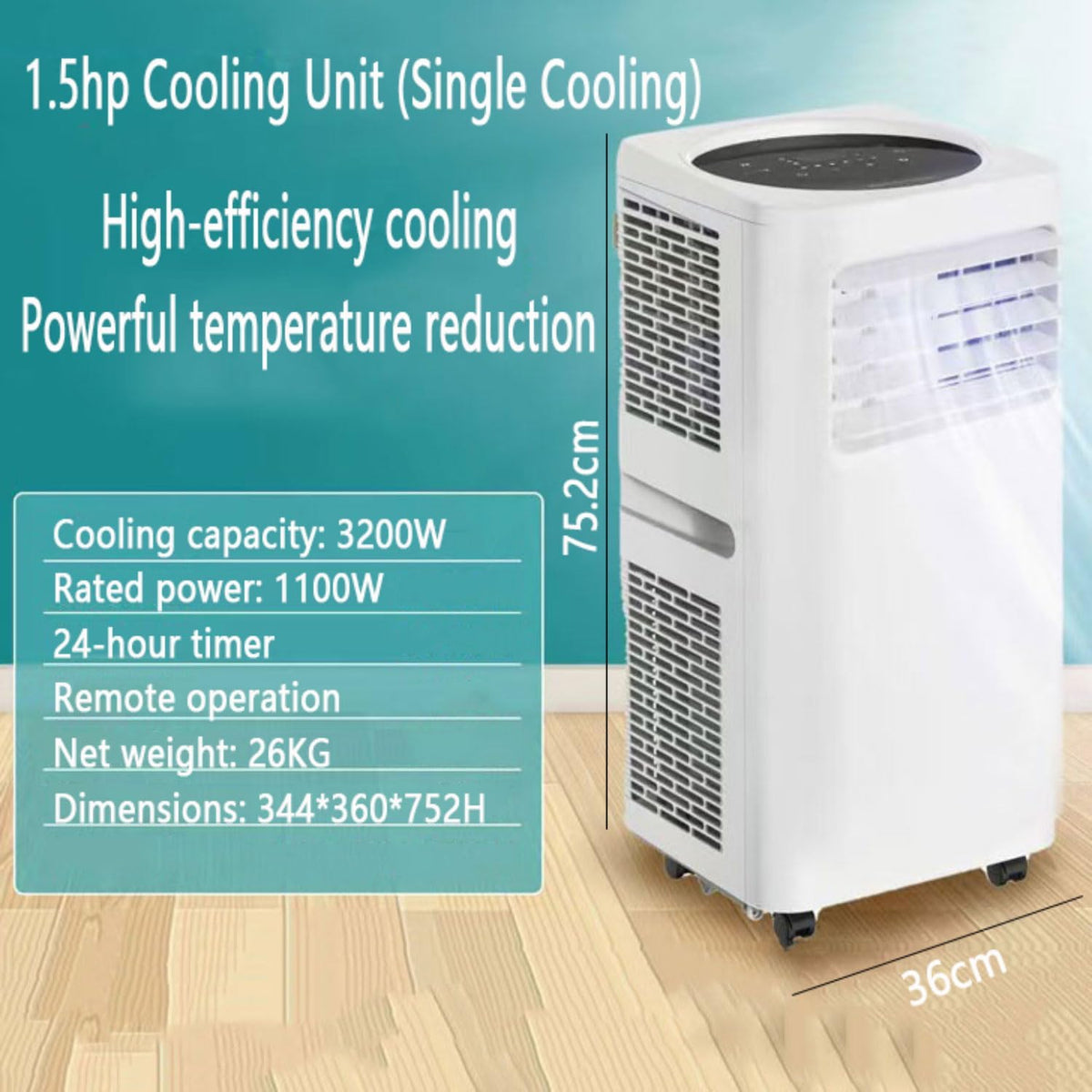  Climatiseur Portable Refroidit 350 Sq.Ft, Unité De Climatisation Portable Intelligente Silencieuse Avec Ventilateur Et Déshumidificateur LED Affichage à Distance 24H Minuterie Kit De Fenêtre Refroidis