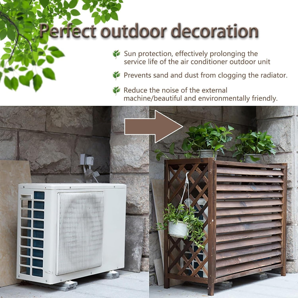 GENERIC Panneaux De Clôture D'intimité Extérieure - Cache-climatiseur En Bois Pour Unités Extérieures, écran Décoratif Pour Dissimuler Le Climatiseur Et Améliorer L'intimité Extérieure (Taille : 110