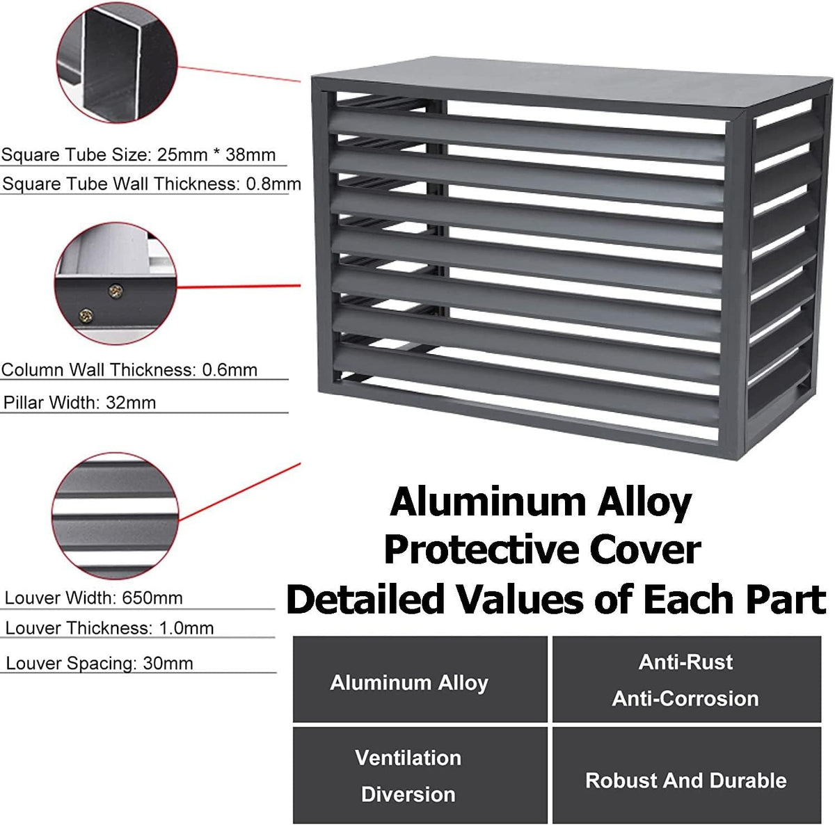 GENERIC Housse De Protection En Aluminium Pour Climatiseur, Climatiseur, Pompe à Chaleur, Unité Extérieure, Poubelle De Jardin, Protection Renforcée Contre Les Intempéries
