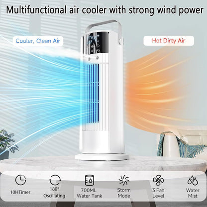 GENERIC Ventilateur De Tour Oscillant à 180°, Refroidisseur D'air évaporatif Portable Avec Télécommande, écran Tactile Numérique à 3 Vitesses, Humidificateur De Merde Silencieux Pour La Salle De Bureau à Domi