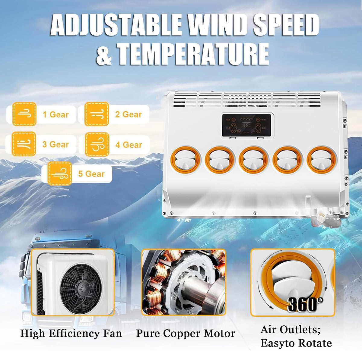GENERIC Climatiseur Split Universel, Unité De Refroidissement Électrique Pour Stationnement Pour Camions, VR, Camionnettes, Système De Refroidissement Automobile Nouvelle Énergie 12V/24V