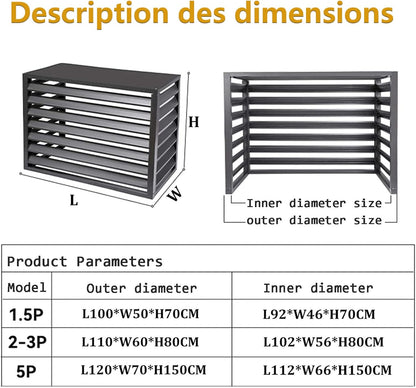  Cache Climatisation Cache Clim Caisson Anti Bruit Pompe à Chaleur Protection Moteur Climatisation Cache Climatiseur Exterieur Aluminium L100*W50*H70(1.5P)
