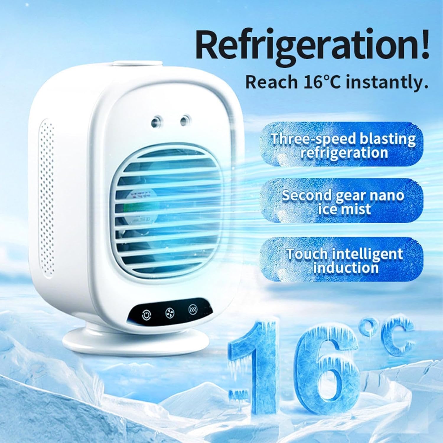 Mini Climatiseur D'Air | Faible Niveau Sonore, Rechargeable USB, Réservoir D'Eau 280 Ml | Climatiseur Portable Pour Bureau | Pour Bureau, Maison, Cuisine, Dortoir, Voiture, Voyage, Camping