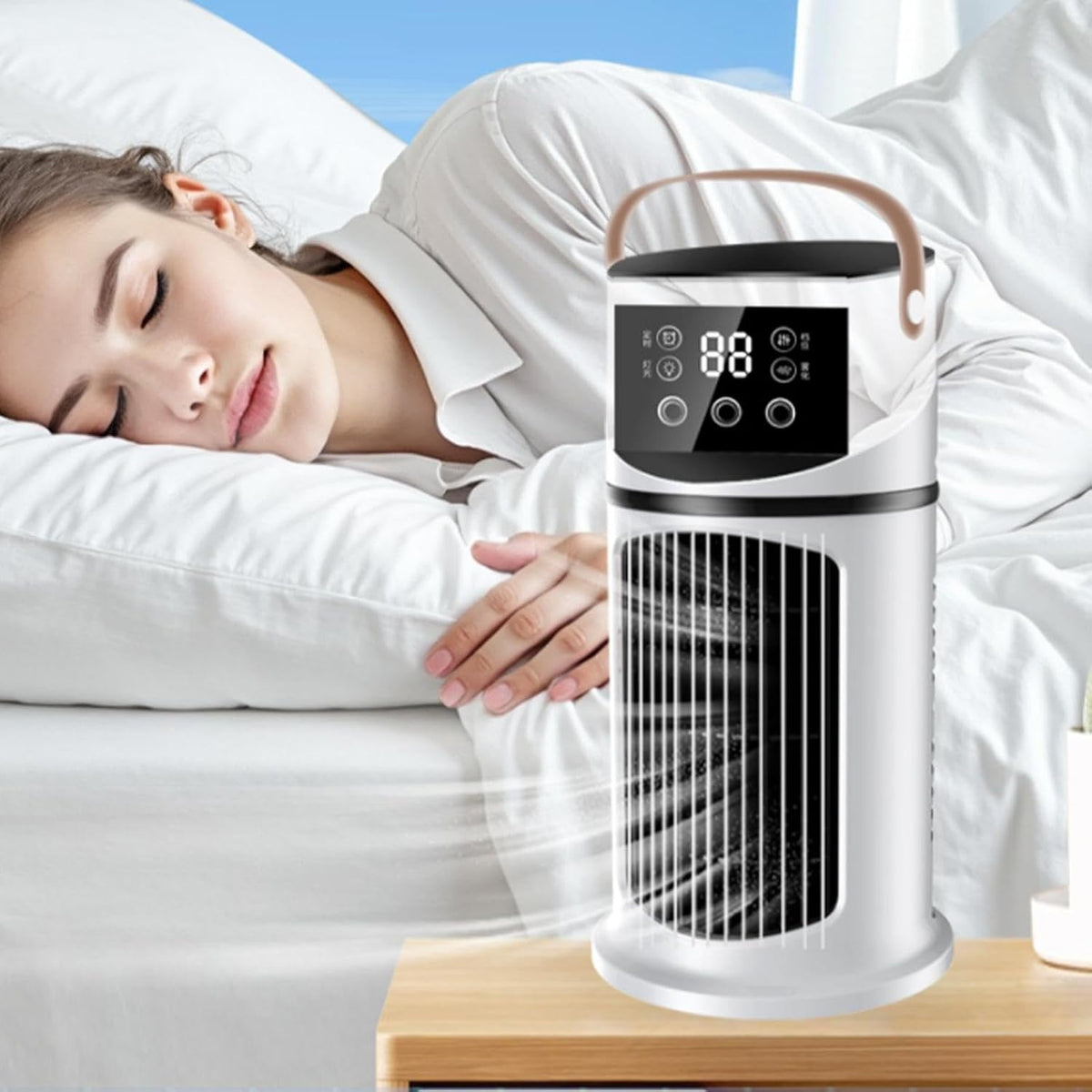  Climatiseur De Bureau - Rafraîchisseur D'Air Pour Pièces Avec Brumisation LED | Appareil 9 Vitesses Pour Chambre, Dortoir Et Espaces Étudiés