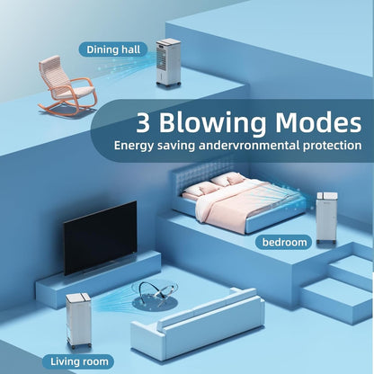  Climatiseur Mobile, 3 En 1 Rafraichisseur D'air Silencieux Sans Évacuation Avec 10L Large Réservoir D'eau, 3 Vitesses, 60°Oscillation, Climatiseur Portable