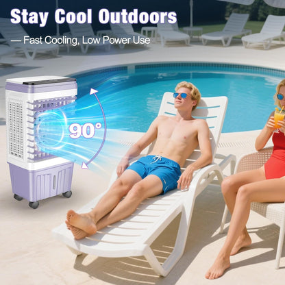  Swamp Cooler, Climatiseur Portable 2 500 CFM, Refroidisseur D'air évaporatif Avec Réservoir D'eau De 6,87 Gallons, 3 Vitesses Et 4 Modes, Oscillation à 120°, Refroidisseur D'air Avec Minuterie De