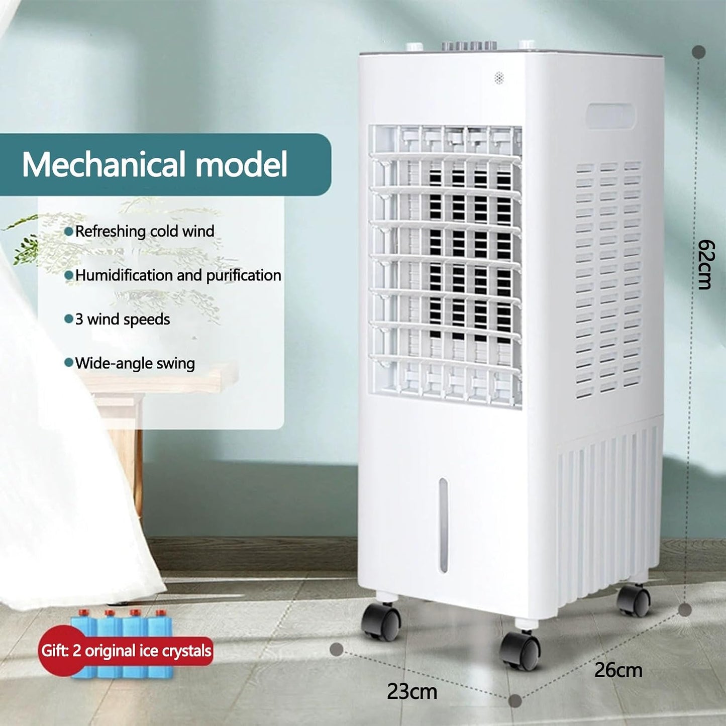  Refroidisseur D'air Par évaporation, Climatiseur Mobile Compact à 3 Vitesses De Ventilation, Oscillation Grand Angle, Idéal Pour Chambre, Bureau Ou Pièce.