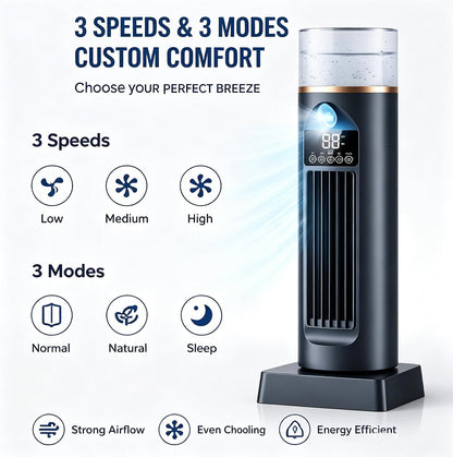  Ventilateur De Climatisation Portable Pour Chambre à Coucher, Vitesses Réglables, Climatisation De L'espace Personnel D'été Avec Minuterie Et Télécommande, Pour La Maison, Le Bureau, Le Camping, Le