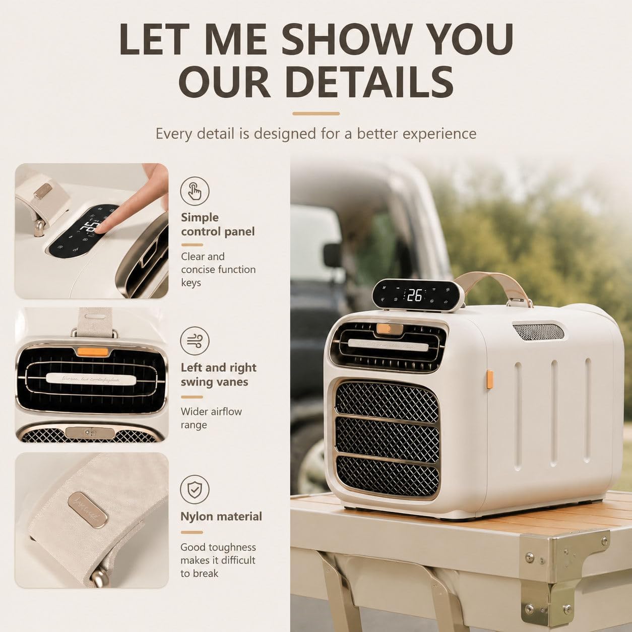  Climatiseur De Voyage Portable, 4800 BTU,Refroidissement Rapide,Climatiseur D'extérieur écoénergétique Pour Tente Et Camping-Car, Et Caravanes,Climatisation Mobile 420 W Basse Consommation
