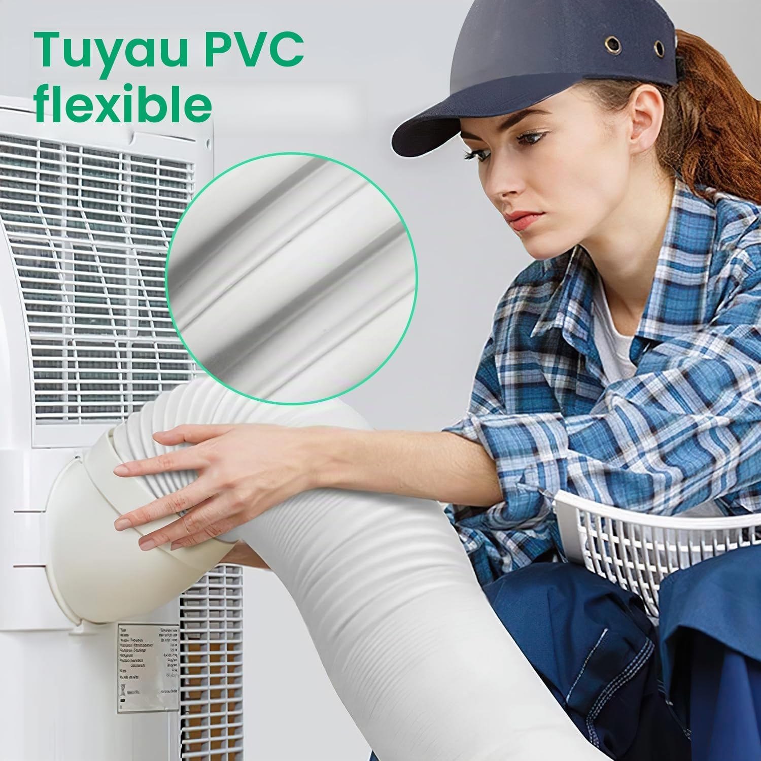  Tuyau De Climatisation Portable 2m Ø150mm Tuyau Climatiseur Mobile Pour Salle De Bain Cuisine Climatisation Sèche-linge Déshumidificateurs