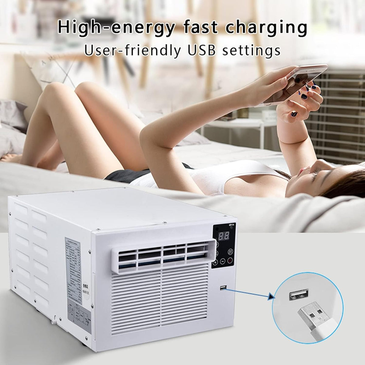 Whisper Quiet Portable AC Unit, 1876 BTU Mini Refroidisseur Split Avec Kit à Distance Et Fenêtre.Bruit 38dB Ultra Bas Pour La Chambre à Coucher.Économie D'énergie 280W Design.Pas De Forage Requis Pour