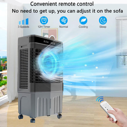 GENERIC Refroidisseur D'air Portable, Ventilateur D'évaporation 3000 CFM Avec Grand Réservoir, Télécommande, Minuterie 12H, Fonctionnement Silencieux, Faible Bruit Pour Le Refroidissement De Bureau à Domicile