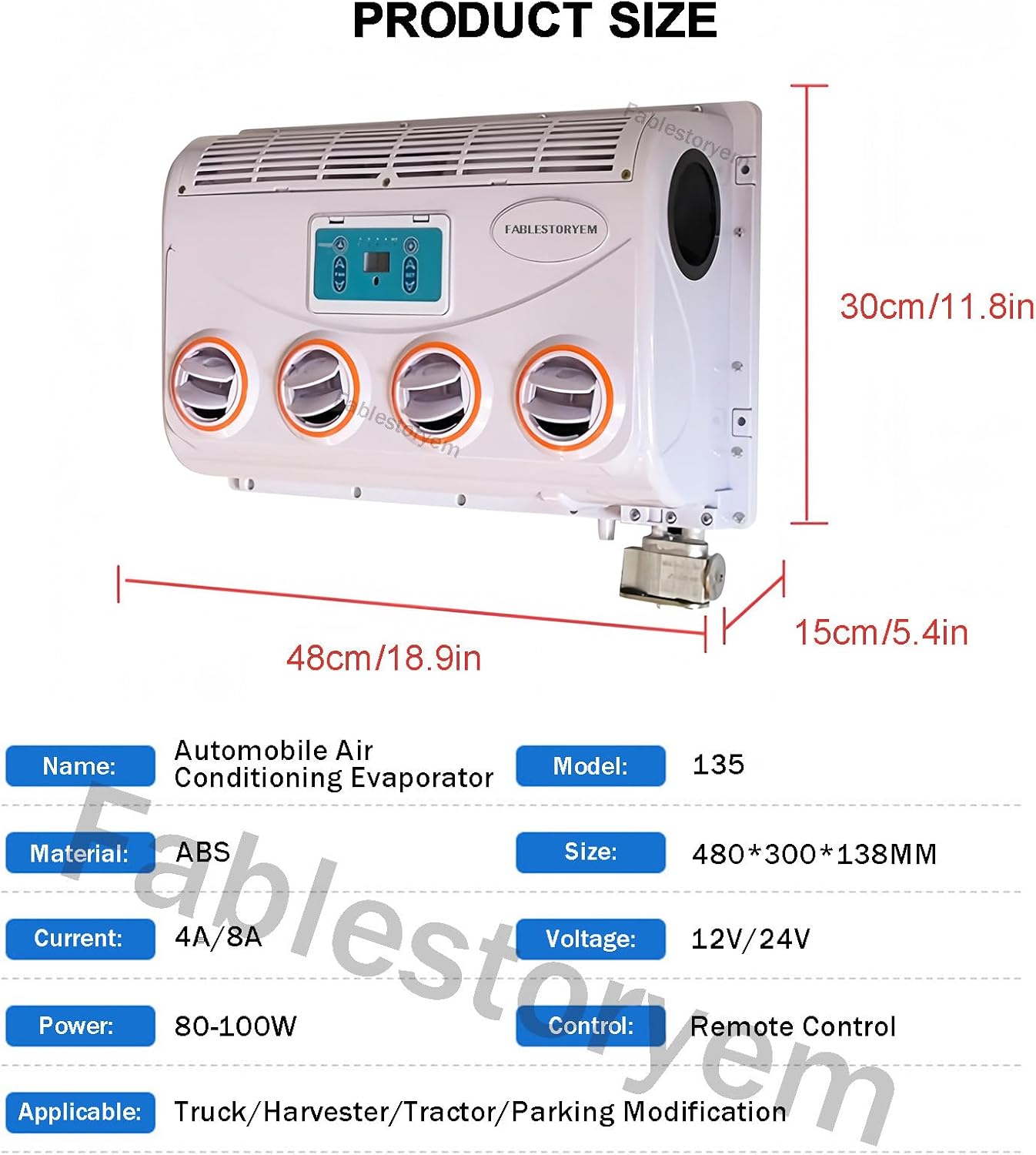 GENERIC Climatiseur De Cabine De Camion, Unité D'évaporateur Pour Semi-remorques, Bus, Camping-cars Et Caravanes, Système Split Compatible 12 V/24 V