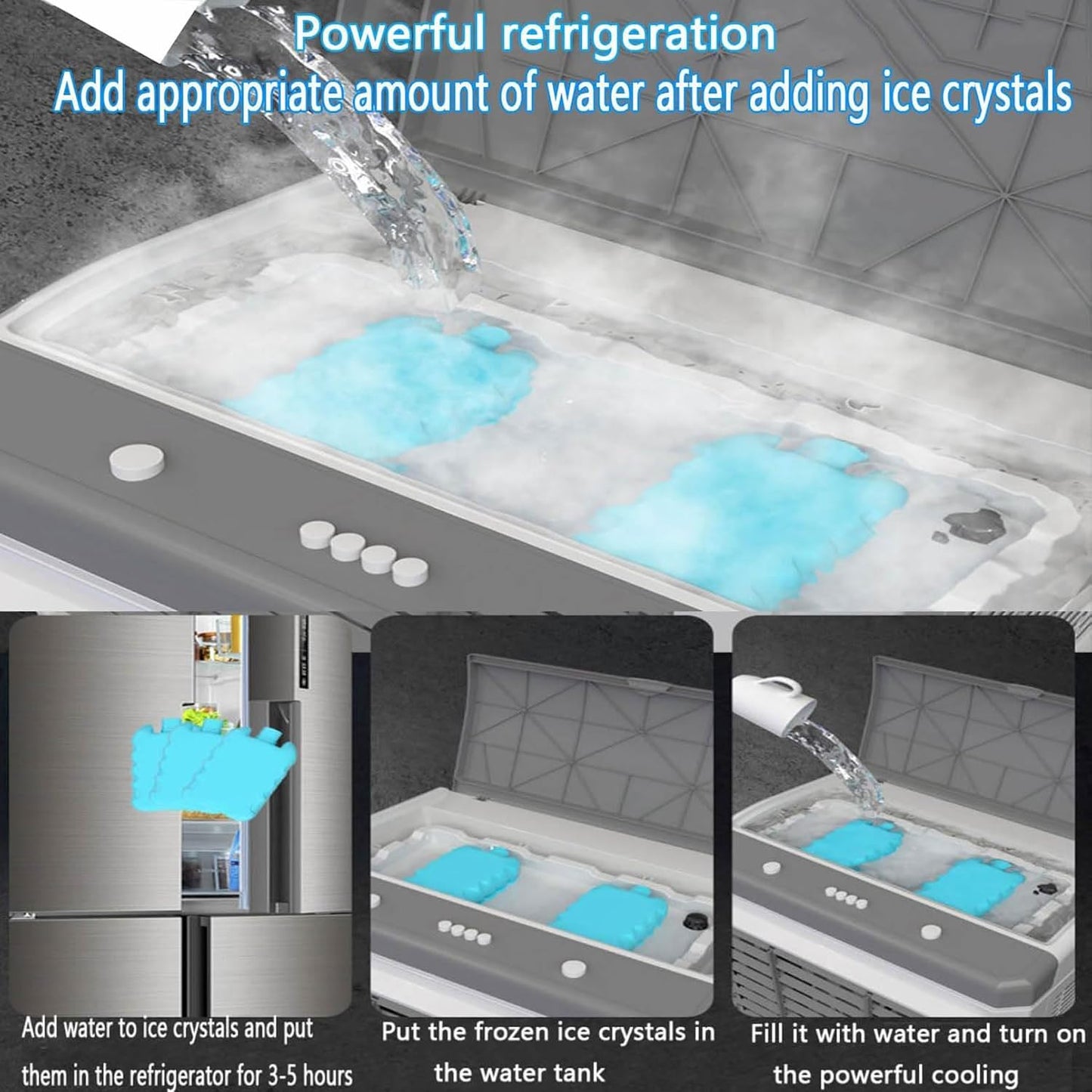  Refroidisseur D'air Par évaporation Avec Réservoir D'eau, Ventilateur Portable à 3 Vitesses, Minuterie 12 H, Bloc De Glace, Ventilateur Oscillant à 120° Pour Garage, Usage Commercial Et Industriel.