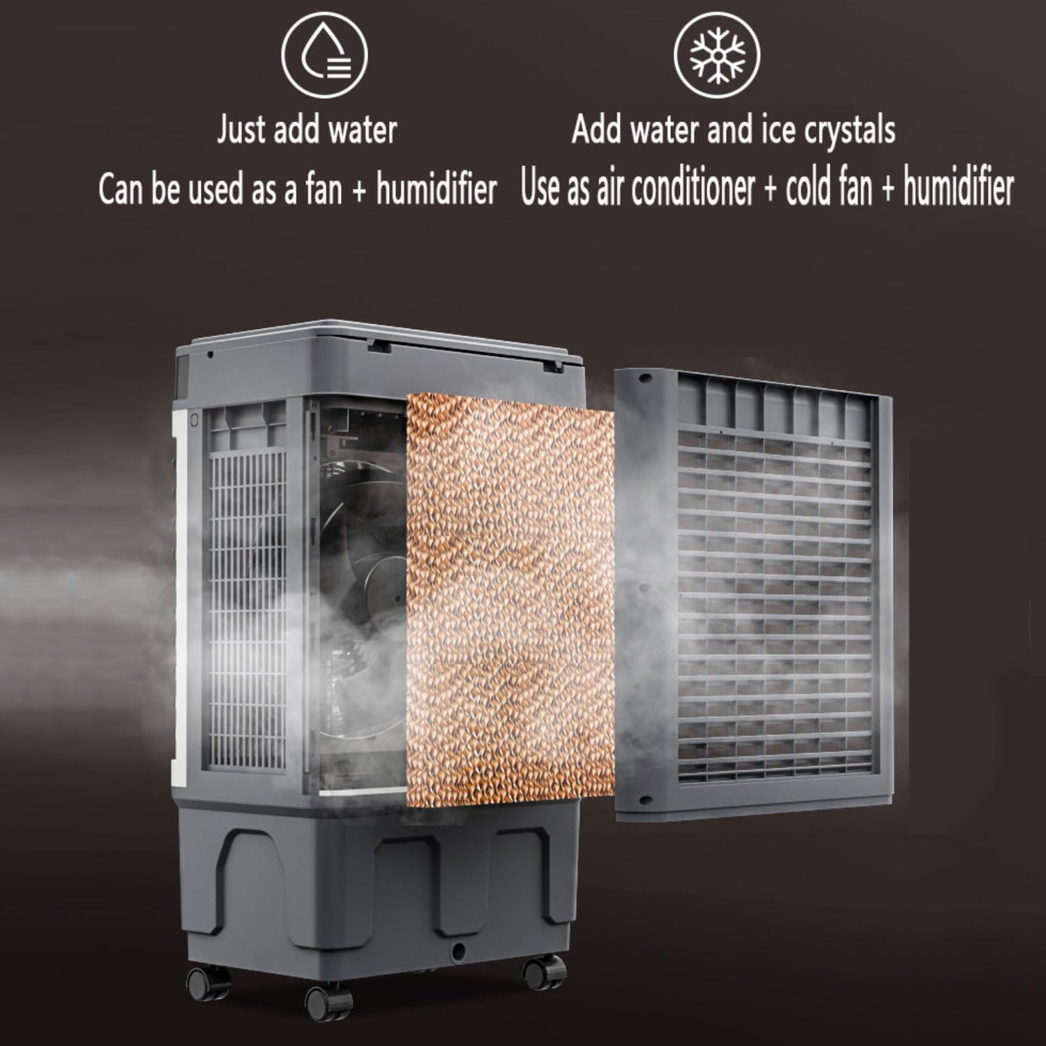 GENERIC Refroidisseur évaporatif Portable Avec Grand Réservoir, Oscillation De 120°, Fonctionnement Silencieux à Partir De 30dB, économie D'énergie Pour La Terrasse Et Le Bureau, Aucun Tuyau Nécessaire