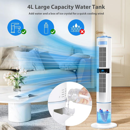  Climatiseur Mobile Silencieux Portable Rafraîchisseur D'air 360° Oscillation, Sortie D'air Double, 24H Minuteries, 65W, 4 Modes Et 3 Vitesses Avec Télécommande Pour Chambre, Bureau, Cuisine