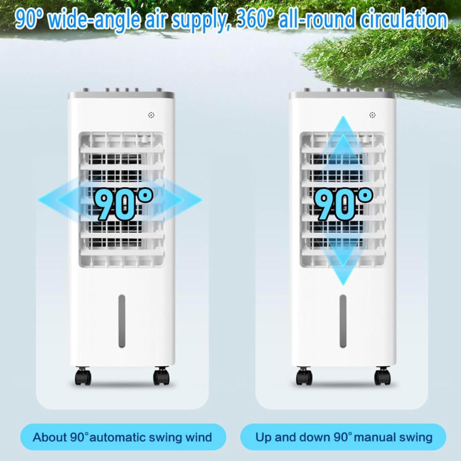 GENERIC Refroidisseur D'air Portable Sans Fenêtre 9L Avec 3 Vitesses, Oscillation à 90°, Minuterie 8H Pour La Maison, Le Bureau, La Chambre à Coucher