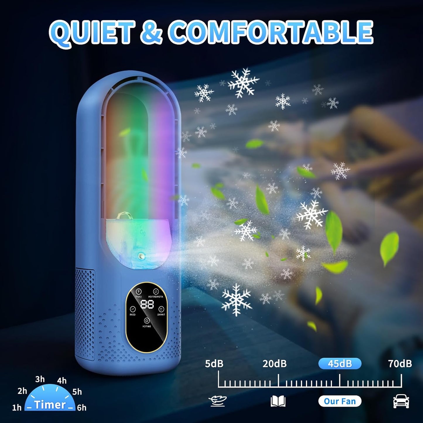 2026 Climatiseur Portable - 3 En 1 Mini Climatiseur - 6 Vitesses Mini Climatiseur Portable Avec Minuterie De Brumisation - Ventilateur De Bureau Sans Pales Pour La Maison Et Le Bureau