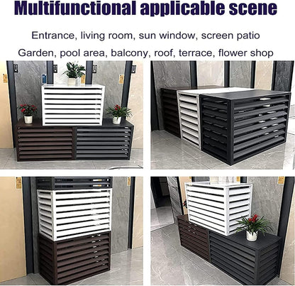 GENERIC Bâche Robuste En Aluminium Pour Climatiseur Et Clôture D'intimité Pour Unités Extérieures Design à Persiennes Avec étagère Pour Plantes Pour Balcon Et Jardin – Blanc 100 X 70 X 50 Cm