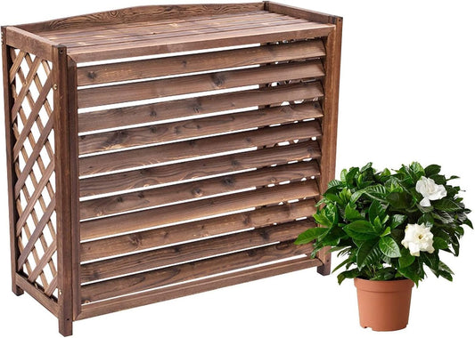 GENERIC Housse De Climatiseur D'extérieur En Bois Robuste Pour Climatiseurs Et Pompes à Chaleur - Grilles De Protection En Bois Massif - Clôture Et Support De Fleurs