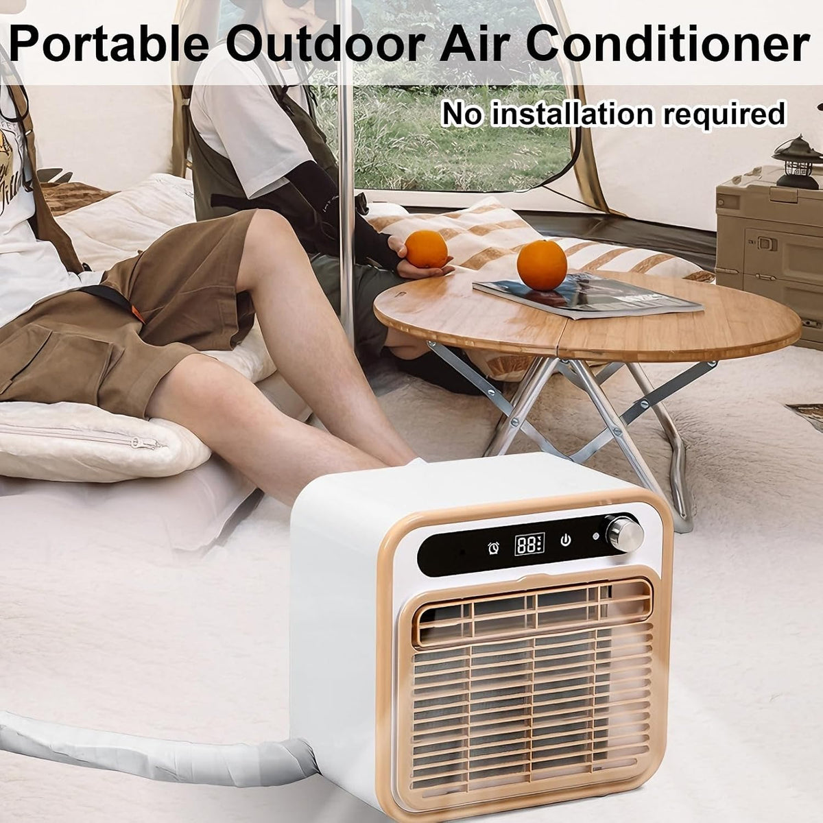  Portable Split AC 1500W Calme, 130m3/h Airflow, Télécommande WiFi, 12H Minuterie, Léger Pour RV Truck Bedroom Camping, Filtre Lavable Enlèvement D'odeur, 40dB Mode Veille