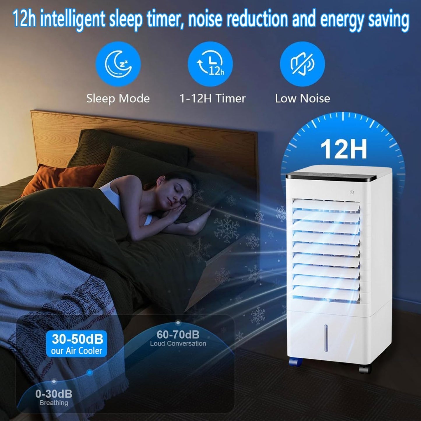 GENERIC Réservoir D'air Portable 9L Réservoir, Télécommande, 3 SW., Oscillation à 90°, Minuterie, Silencieux Pour La Maison Et Le Bureau