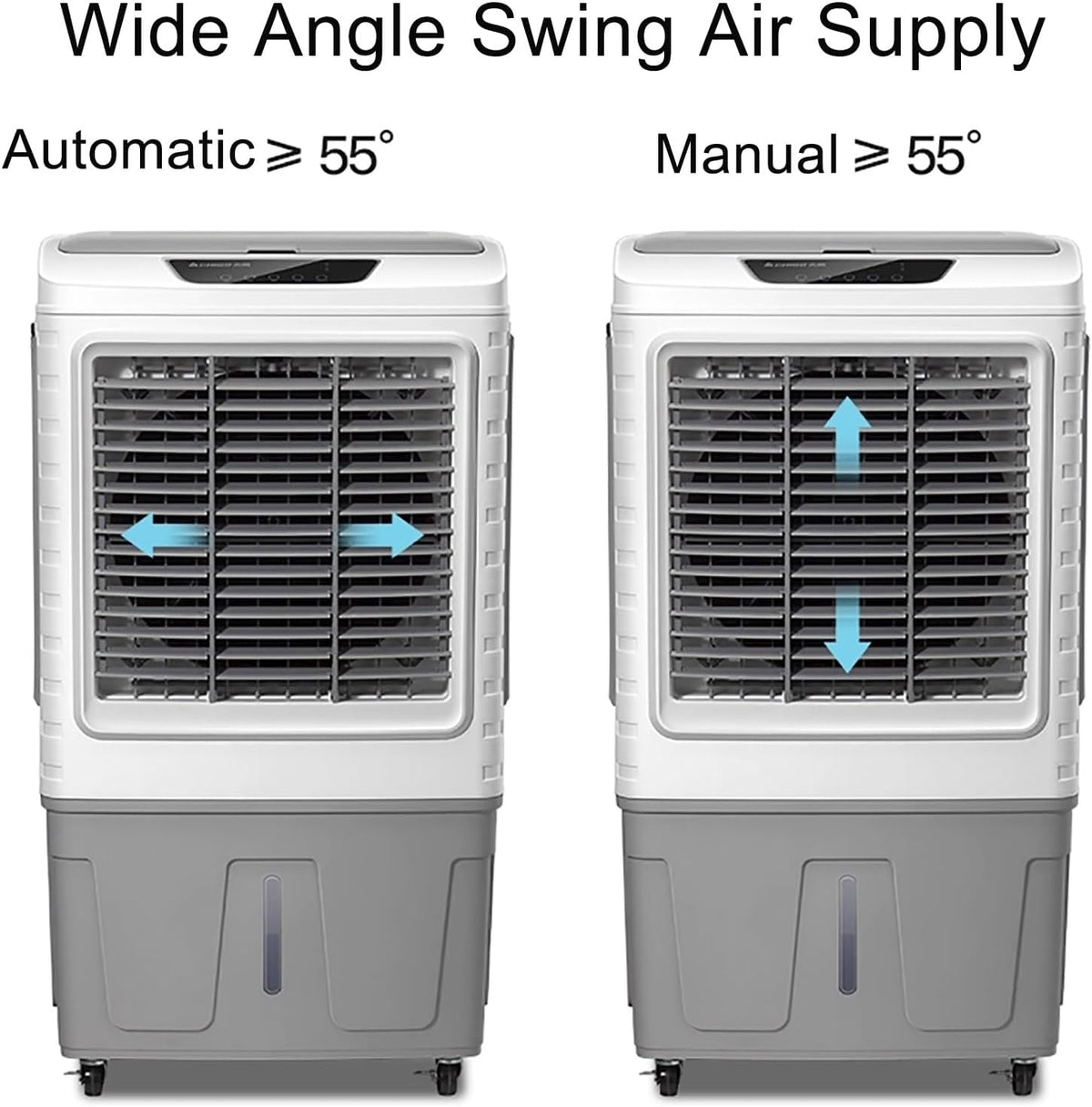 GENERIC Ventilateur De Refroidisseur D'air évaporatif, Refroidisseur De Marais 3 En 1 Avec Oscillation à 120 °, Réglages à 3 Vitesses, Grand Réservoir D'eau, Roues Pour La Mobilité, Idéal Pour Les Grands Espa